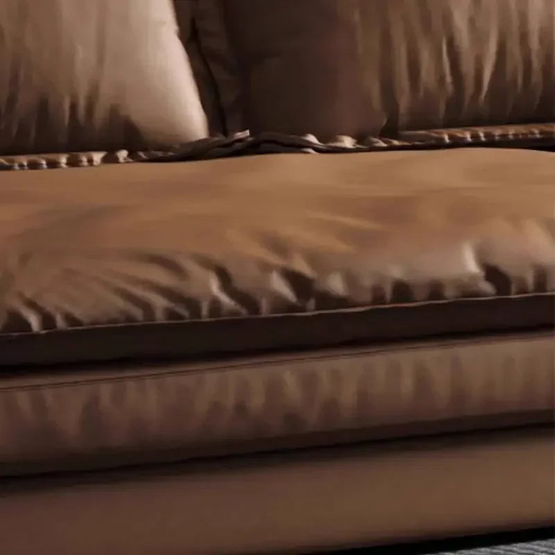 Leather-Like Sofa With Wooden Frame — Chestnut Brown | KIMLUD