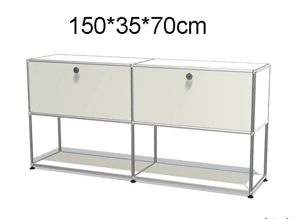 Stainless Steel Nightstand Modular Storage — Red | KIMLUD