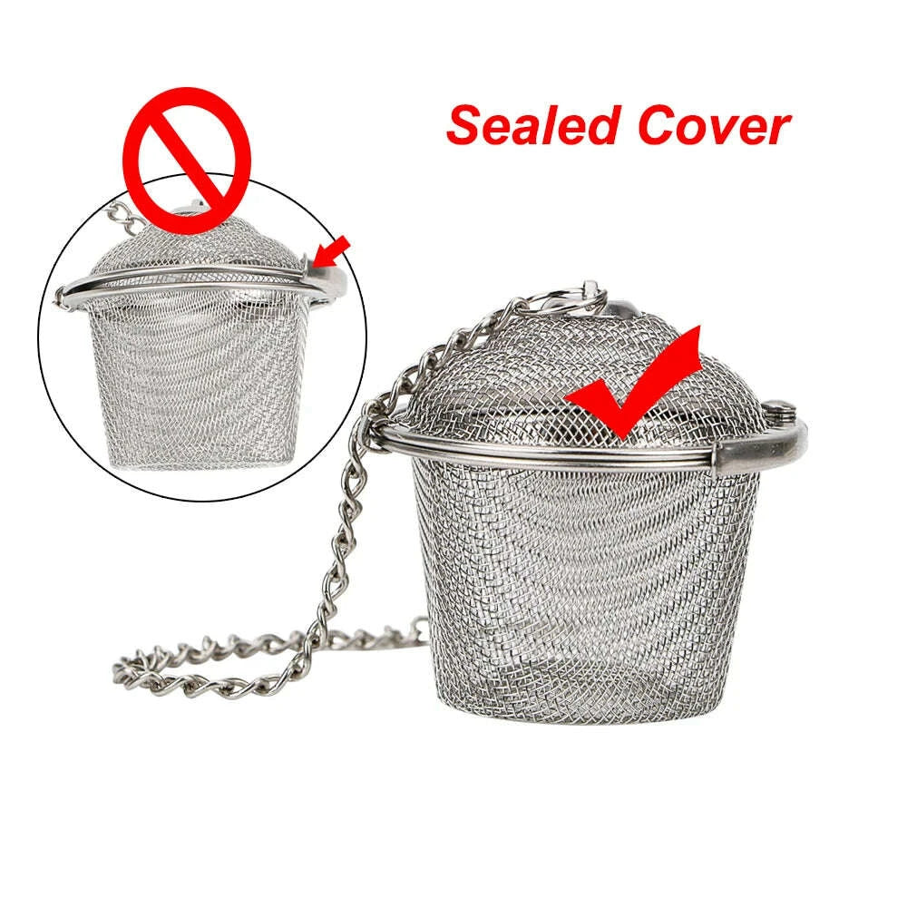 Stainless Steel Mesh Herbal Ball Reusable Tea Spice Strainer Teakettle Locking Tea Filter Seasoning Ball