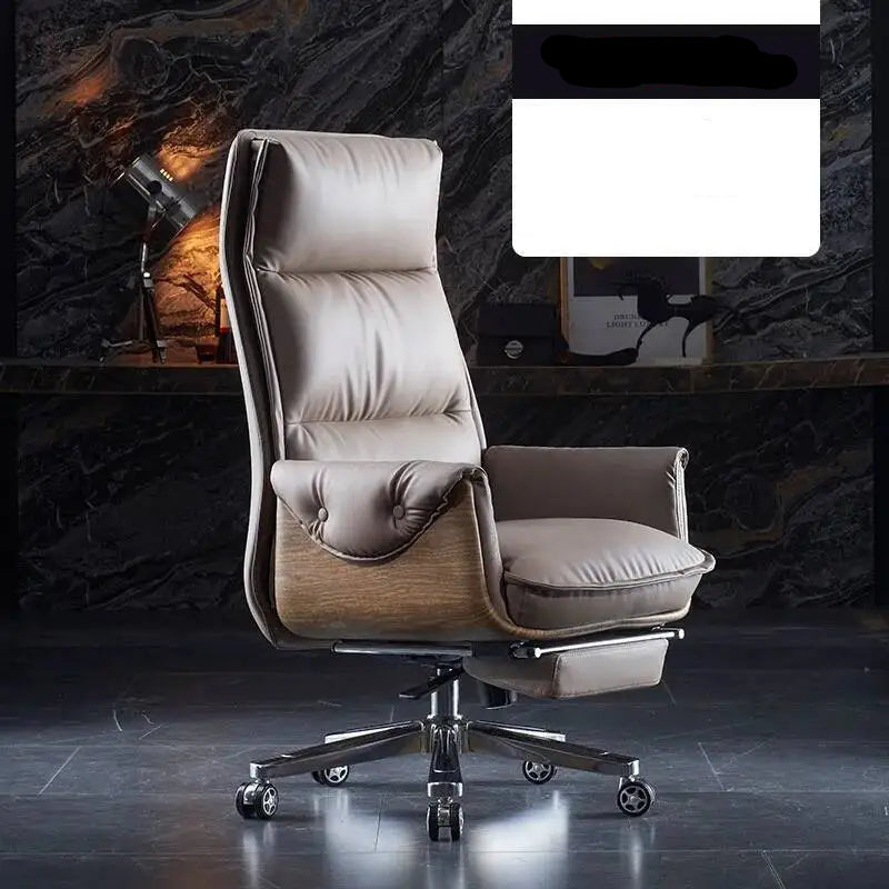 Leather Ergonomic Swivel Desk Chair — Taupe | KIMLUD