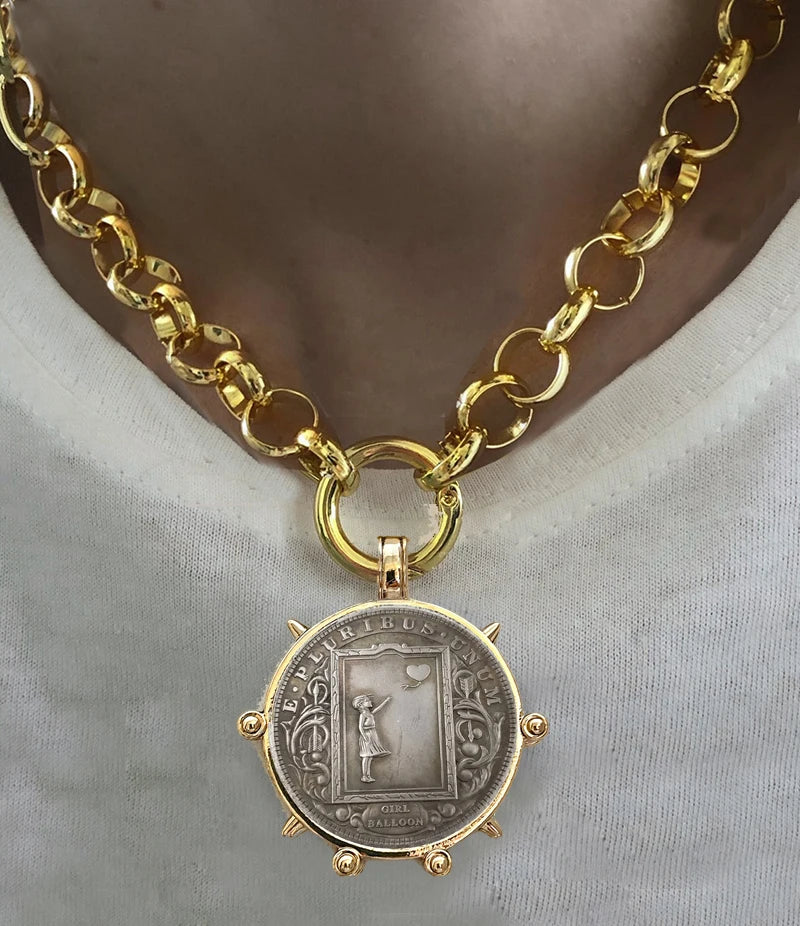 Copper Orla Coin Pendant Necklace — Copper | KIMLUD