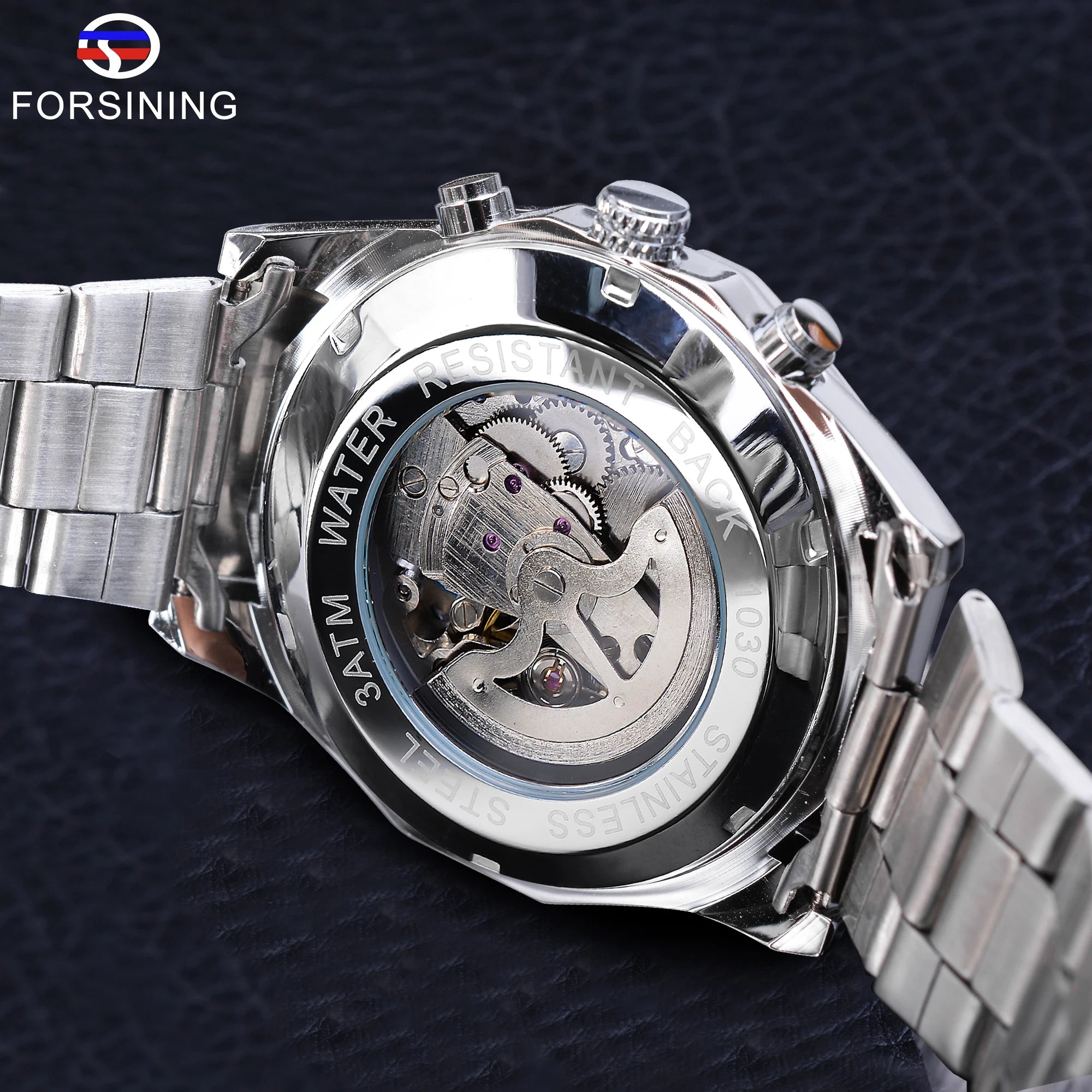 Forsining 2025 Stainless Steel Waterproof Mens Skeleton Watches Top Brand Luxury Transparent Mechanical Sport Male Wrist Watches