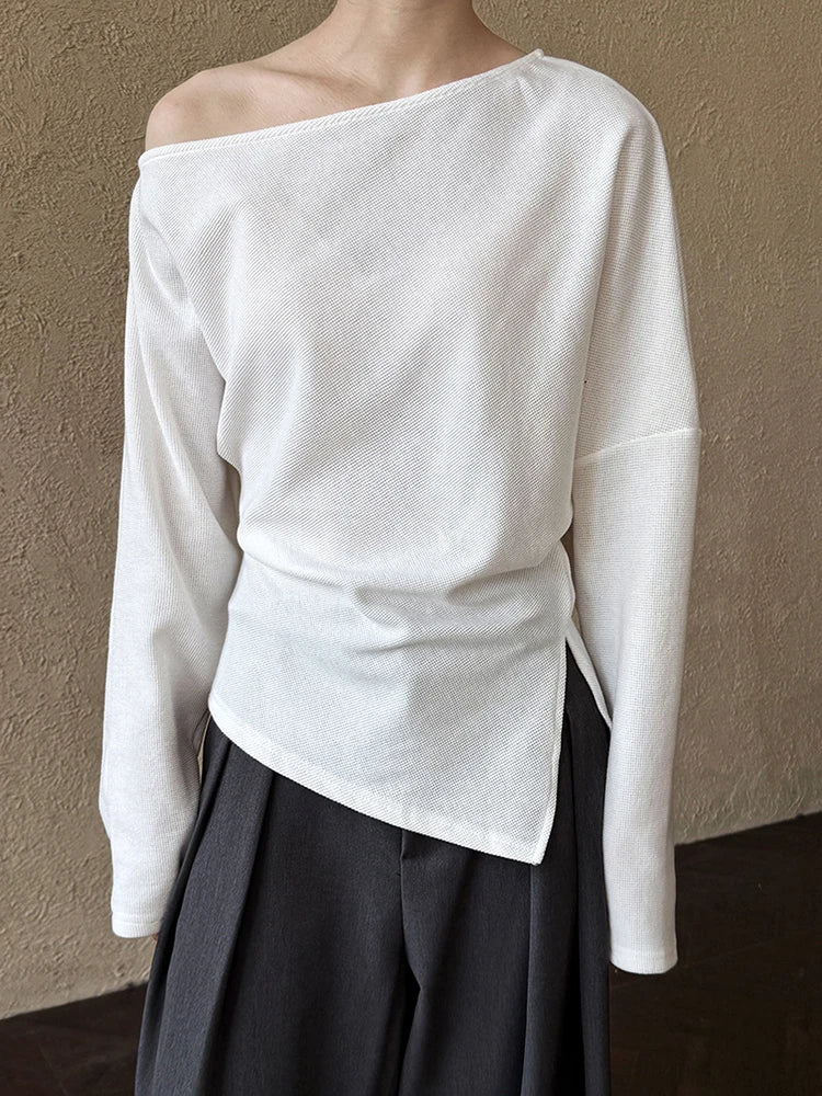 Sweatshirt – Irregular Pleated – Jersey – Black | KIMLUD