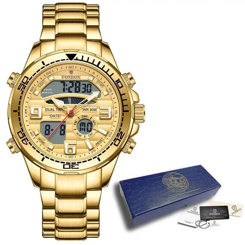 2024 Top Brand Luxury Digital Mens Watches Top Luxury Sport Quartz Wristwatch For Men All Steel Military Waterproof Clock+Box