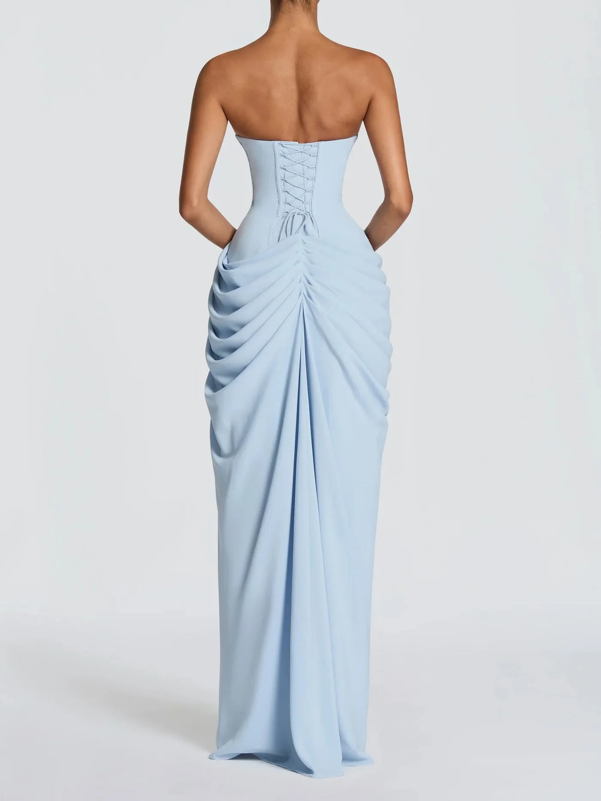 Evening Dress – Strapless Corset – Chiffon – Light Blue | KIMLUD