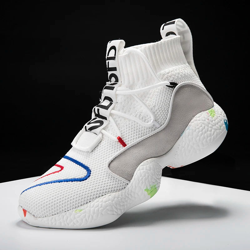 Men's Sneakers – Breathable Lace-Up – Colorful Sock Shoes | KIMLUD