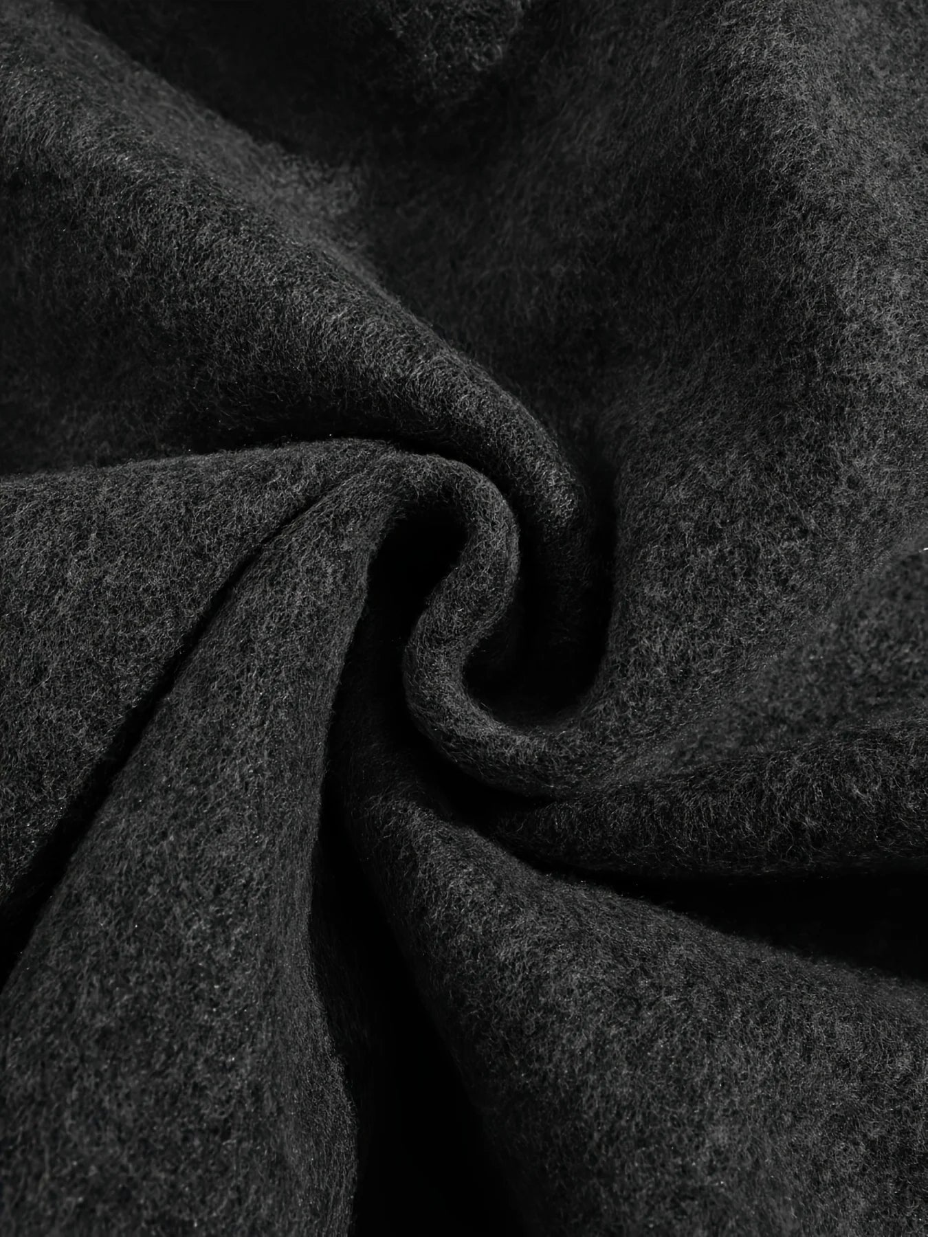 Knit Heavyweight Hoodie With Drawstrings — Black | KIMLUD