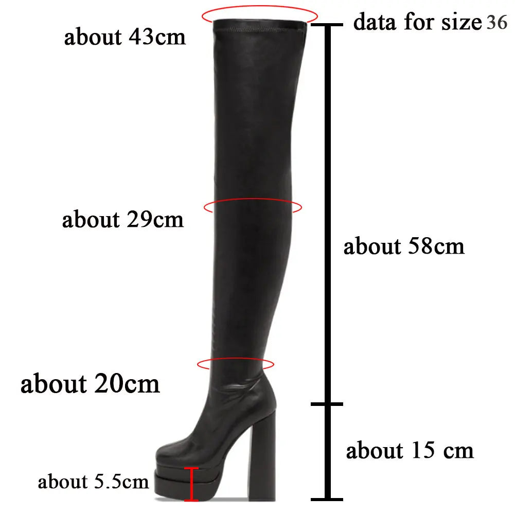 Double Platform Super High Heels Women Over the Knee high Boots Elegant Sexy Comfy Warm Women Shoes Winter Boots