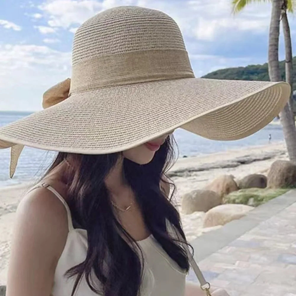 Polyester Wide Brim Foldable Hat — Natural | KIMLUD