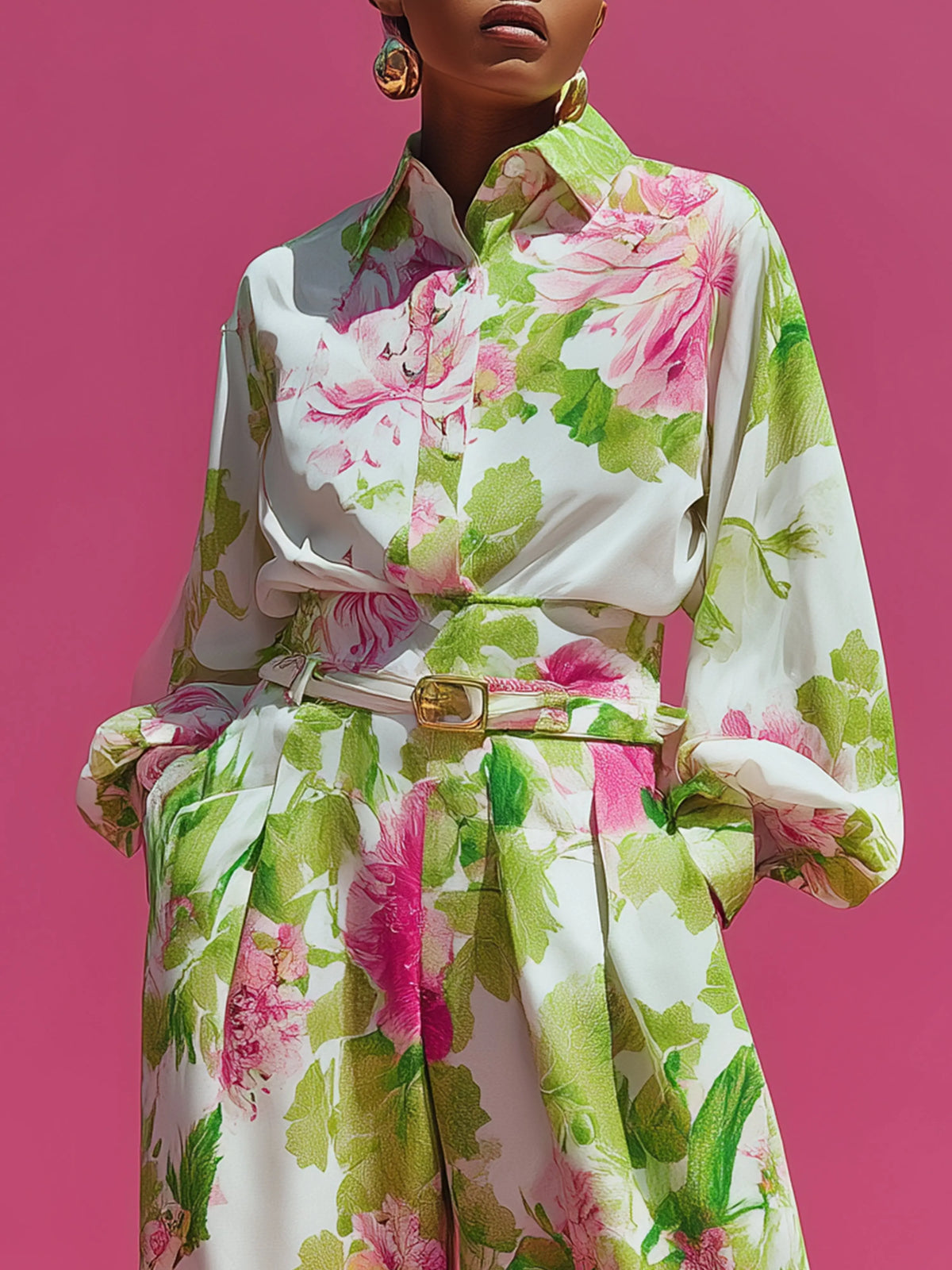 Two Piece Set – Flower Print – Broadcloth | KIMLUD