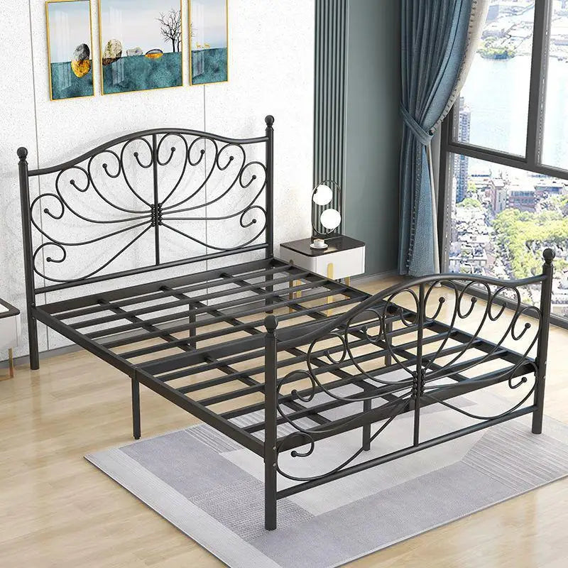 Gold-Tone Metal Bed Frame Sculptural Minimalist Modern Design Centerpiece — Gold | KIMLUD