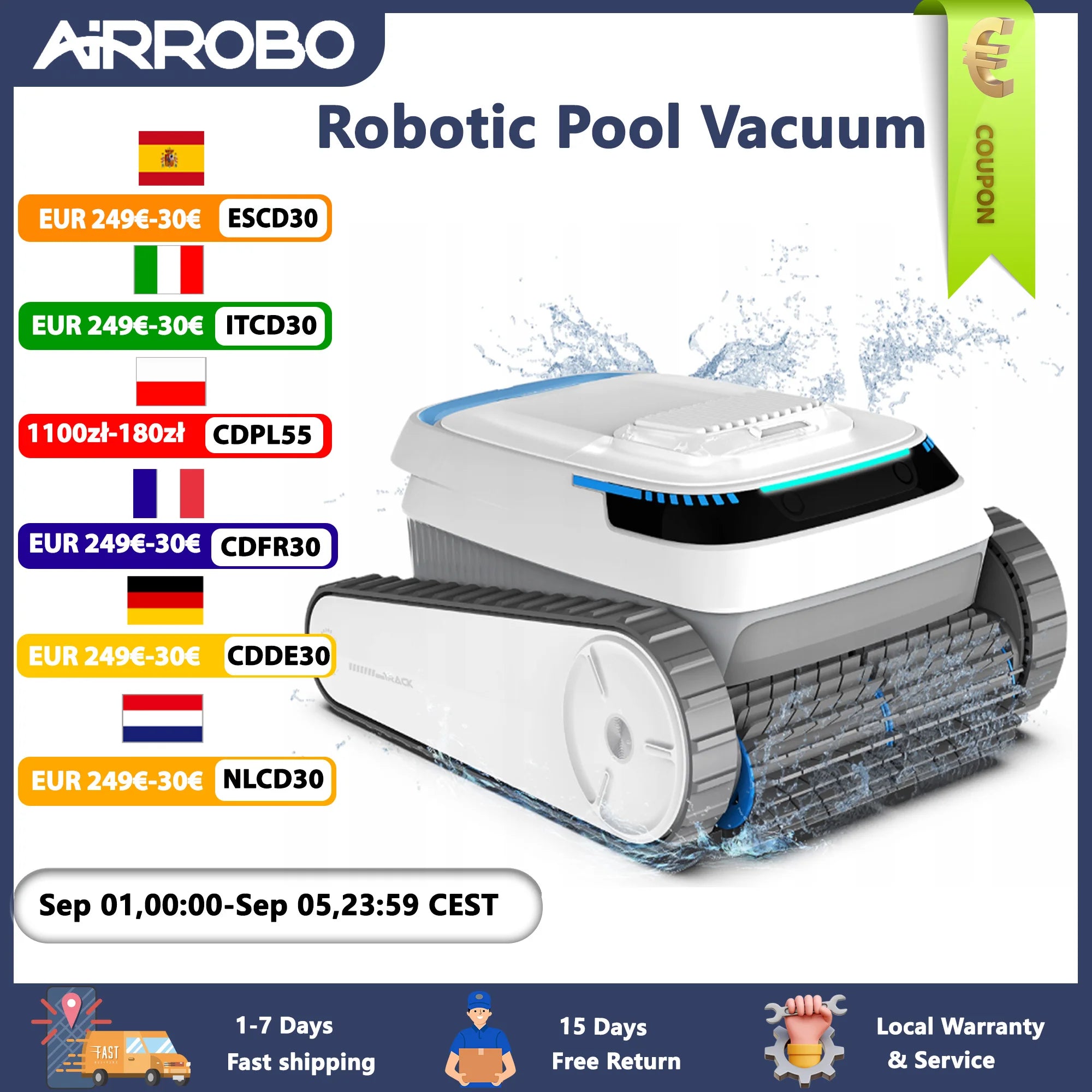 AIRROBO Pool Vacuum for Inground Pools, Smart Navigation Pool Cleaner Robot, Wall Climbing Pool Cleaner,120 Min Run Time