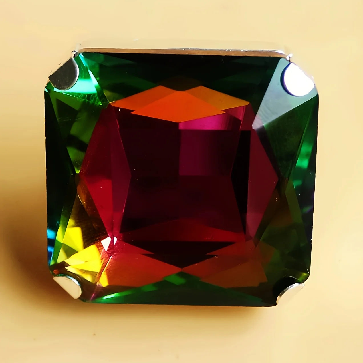 Crystal Ring Oversized Square Stone — Crystal | KIMLUD
