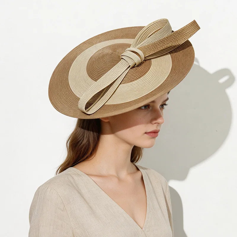 Straw Striped Fascinator Headpiece — Natural | KIMLUD