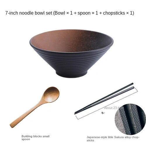 Porcelain Japanese Ramen Bowl Large — Black | KIMLUD