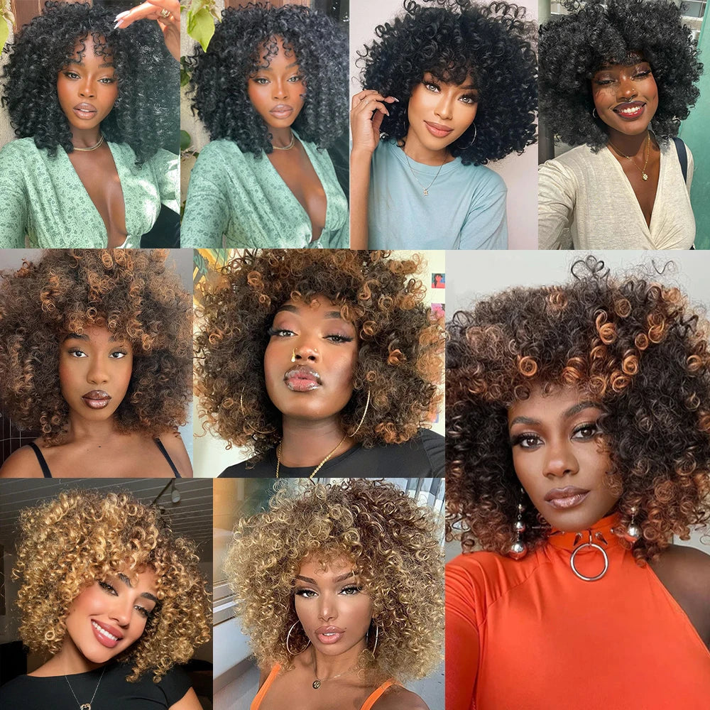Afro Kinky Curly Wig Hair Wigs Synthetic Heat Resistant — Blonde | KIMLUD