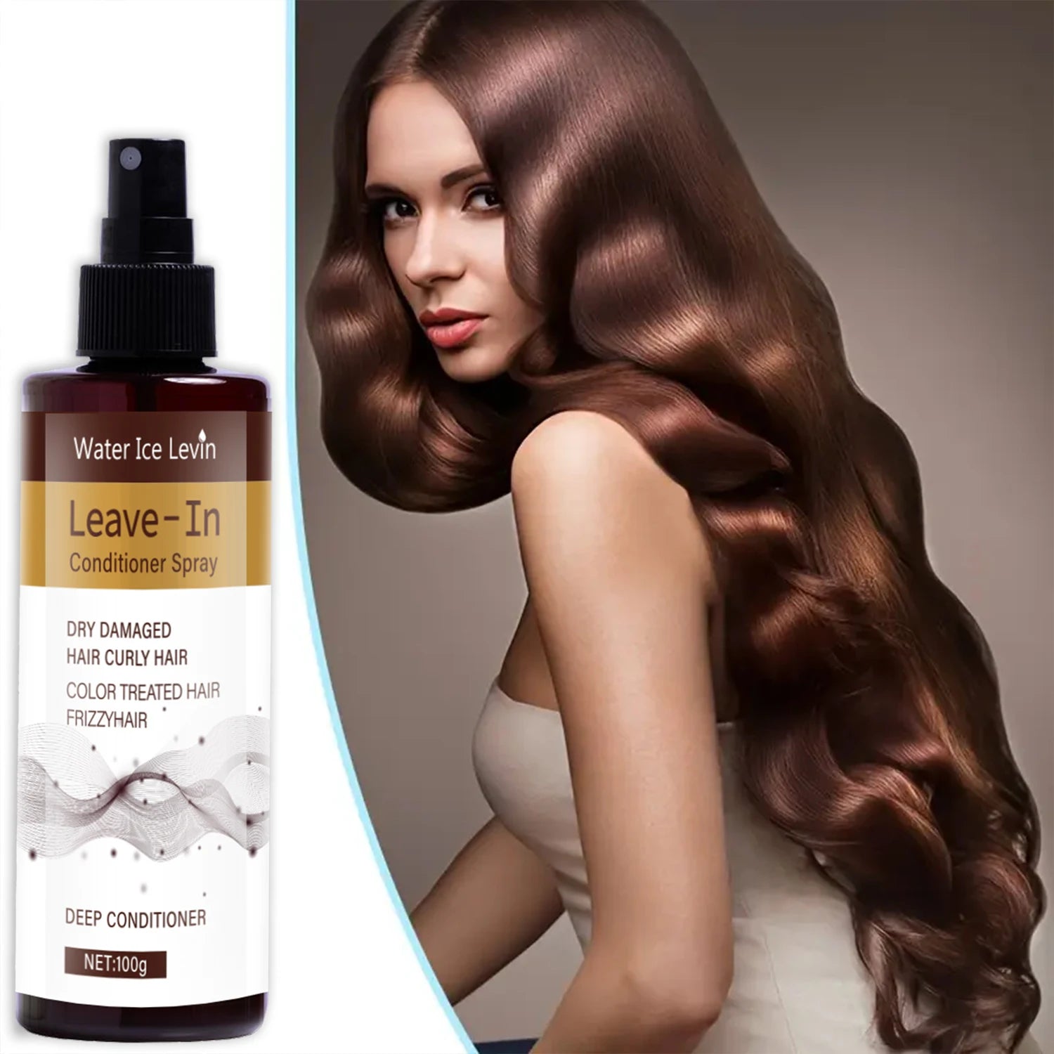 Leave-In Conditioner Spray with Keratin & Argan Oil - Deep Hydration for Curly/Color-Treated Hair - Frizz Control & Shine Enhanc