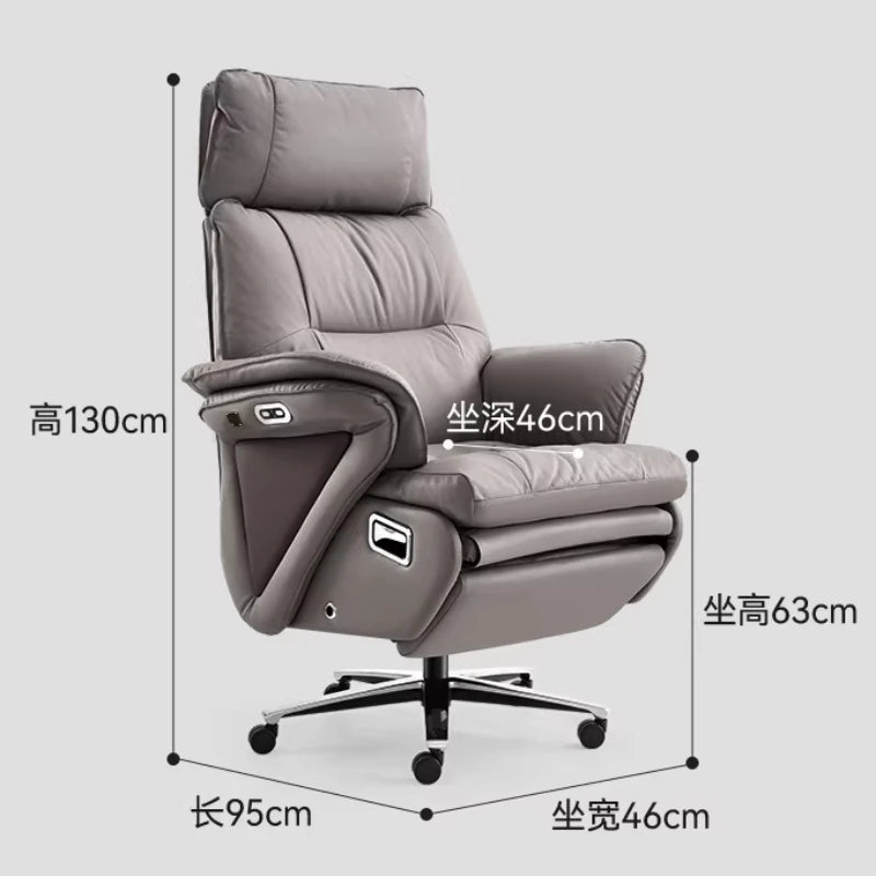 Genuine Leather Reclining Gaming Chair — Gray | KIMLUD