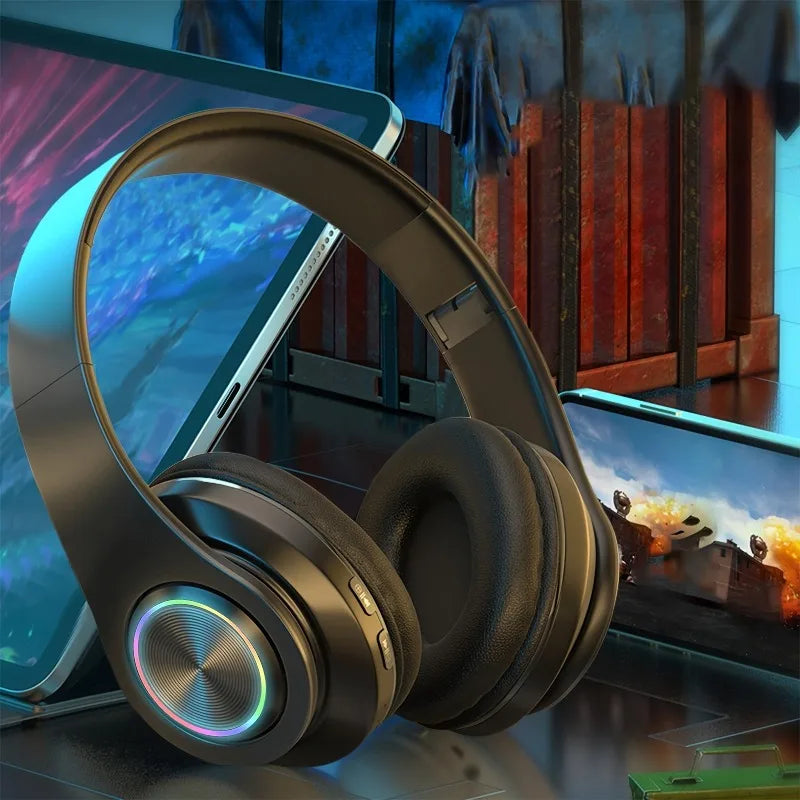 KIMLUD, Wireless Over Ear Headphones - Active Noise Canceling, Deep Bass, LED Light, Portable Folding Design for Music, Sports & Games, KIMLUD Womens Clothes