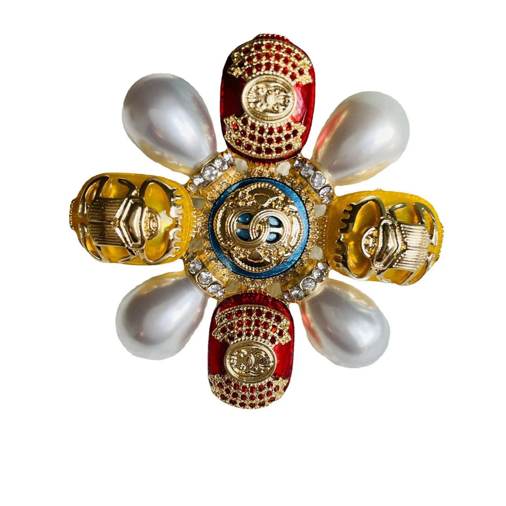 fashion beetle brooch antique style enamel pearl gemstone accessories badge