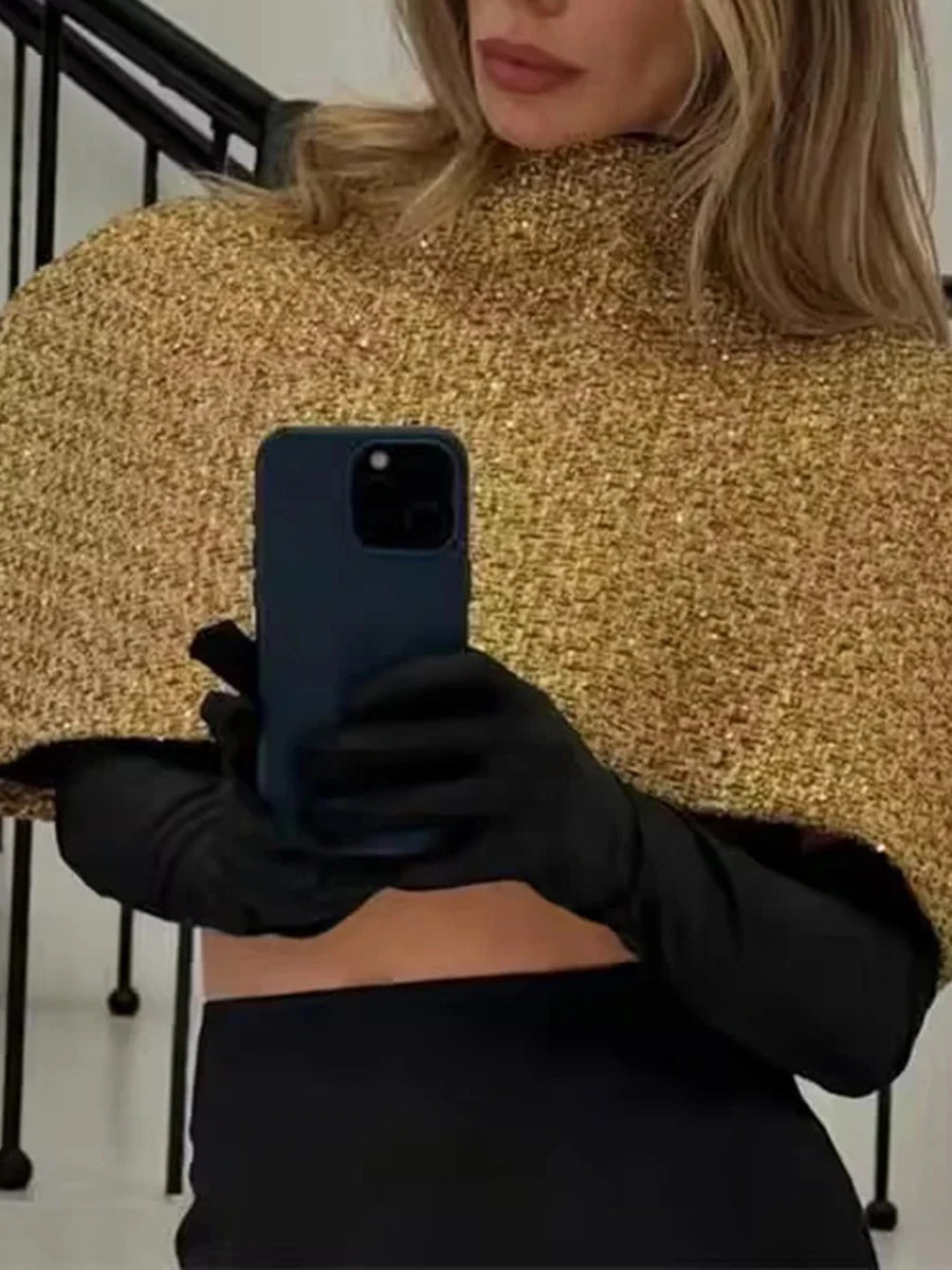 Luxurious Elegant Gilded Solid Wrap Top — Gold | KIMLUD
