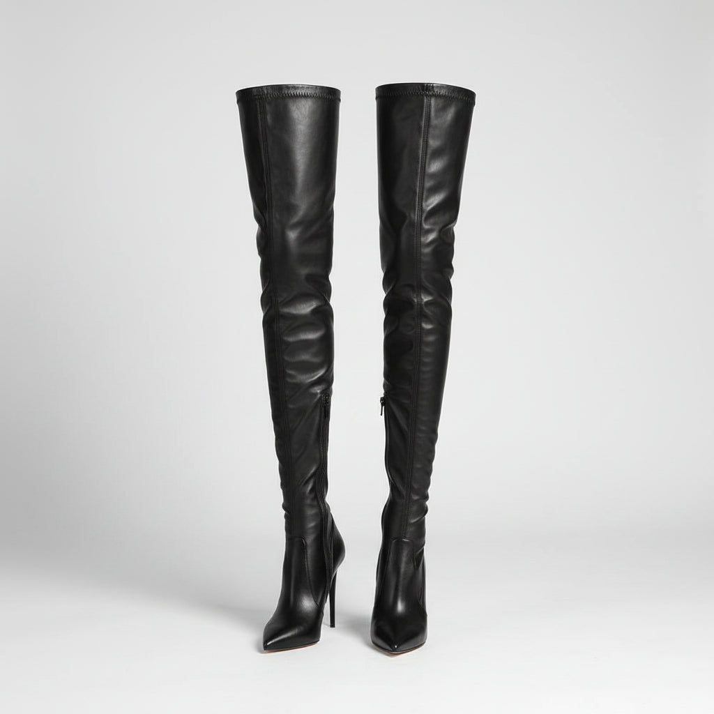 KIMLUD, Black Pointed Toe Over the Knee Boots Stiletto High Heel Side Zipper Matte Leather Sexy Women Shoes 2024 Zapatos Para Mujere, KIMLUD Womens Clothes