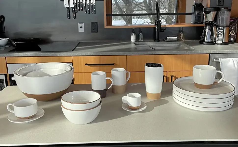Jingdezhen Porcelain Bowl and Plate Set Modern Minimalism — Ivory White | KIMLUD