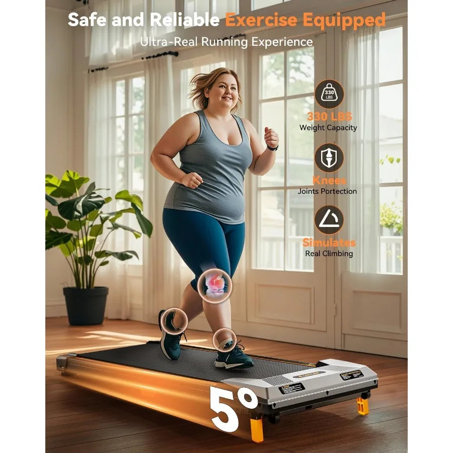 Under Desk Walking Pad Treadmill Compact 2.5HP 330lbs Capacity Home Use — Black | KIMLUD