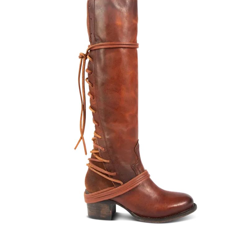 KIMLUD, Women's Cross Strap Red Brown Knee High Boots Luxury 2023 Leather Thick High Heel Zipper Pointed Toe Western Ladies Riding Boots, KIMLUD Womens Clothes