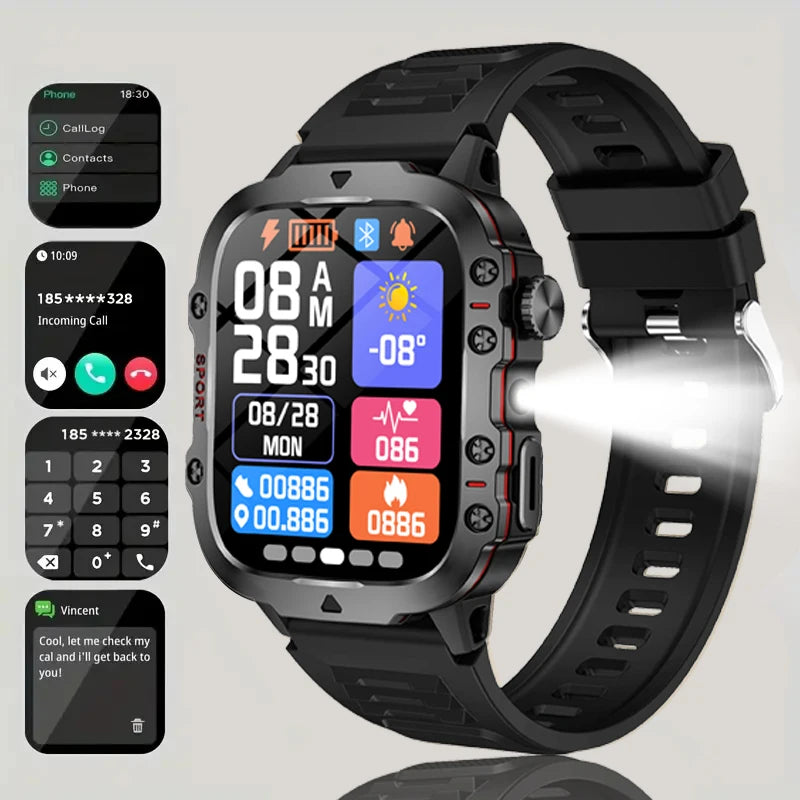 2025 New Men Women Smart Watch Flashlight 1.81” HD Display AI Voice Bluetooth Call Sports Watches Health Monitor Smartwatch Men