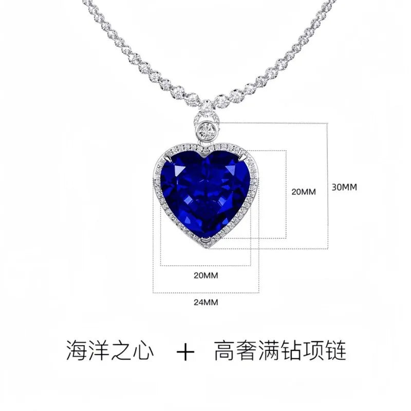 Pendant Necklace - Heart-Shaped Zircon Pendant - Sterling Silver | KIMLUD