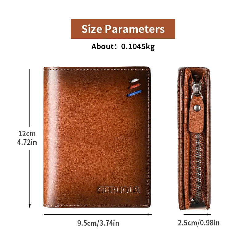 Men's Leather Wallet – Zipped Coin Pocket – RFID Protected – Cowhide | KIMLUD