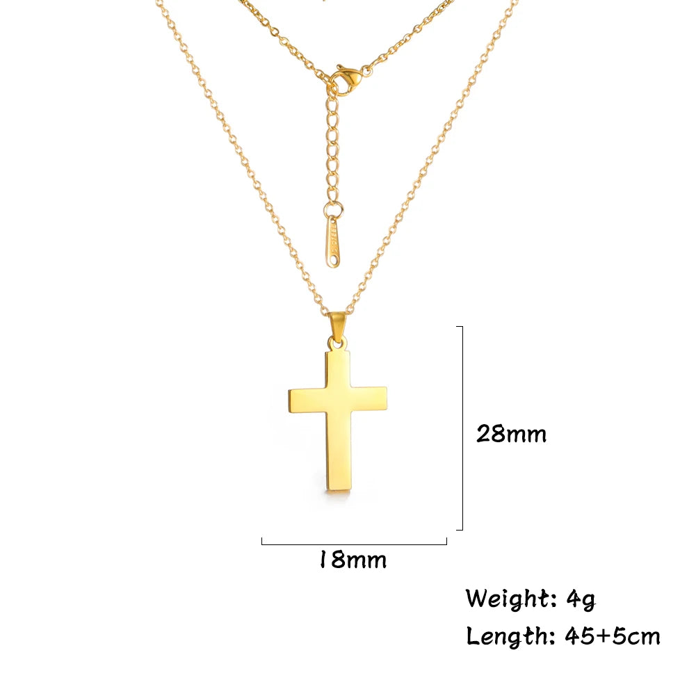 Gold-Tone Stainless Steel Cross Pendant Choker Necklace — Gold | KIMLUD