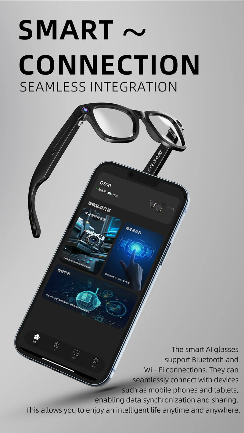 Xiaomi 800W Pixel Intelligent Glasses G300 AI HD Shooting Video Recording Voice Call Translation Glasses Photochromic Lens