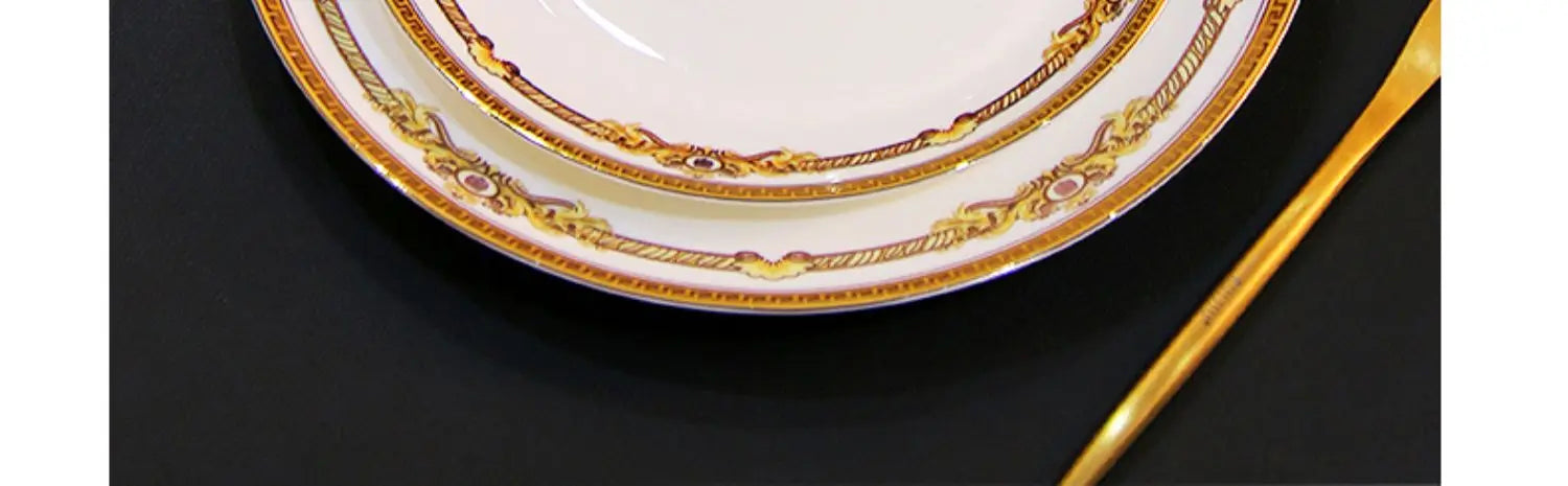 Gilded Bone China Dinnerware Set 60-Piece — Ivory | KIMLUD