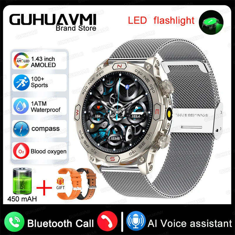 2025 New Outdoor Military GPS Smart Watch Men 466*466 HD AMOLED Full Touch Screen Bluetooth Call IP68 Waterproof Smartwatches