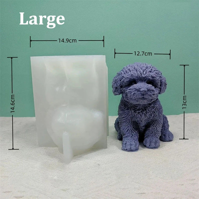 Teddy Dog Candle Mold Cute Animal Pet Puppy Dog Handmade Aromatherapy Plaster Soap Silicone Mould DIY Home Decoration Tools