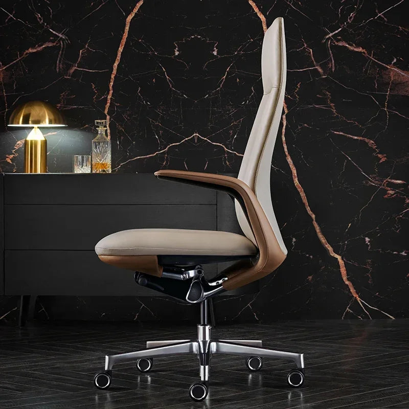 Genuine Leather Ergonomic Executive Office Chair — Black | KIMLUD