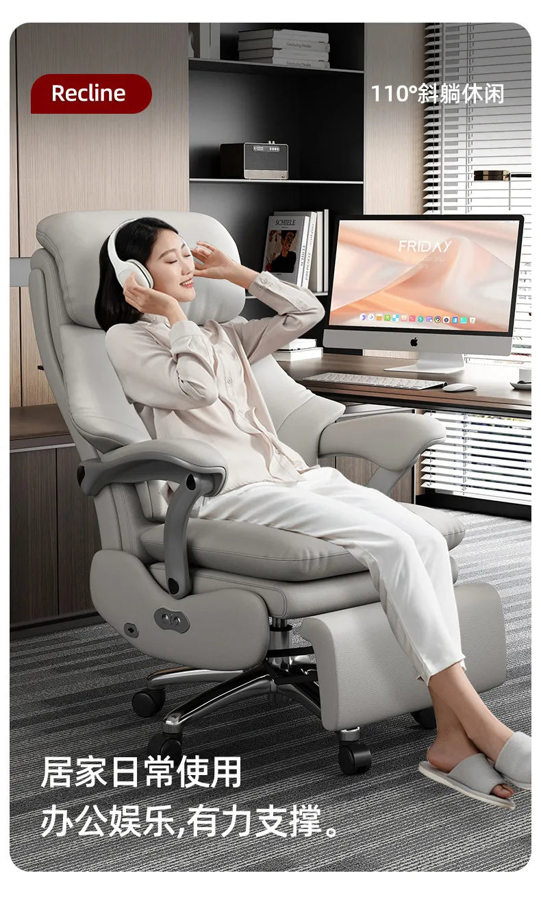 Leather Recliner Solid Office Chairs — Ivory | KIMLUD