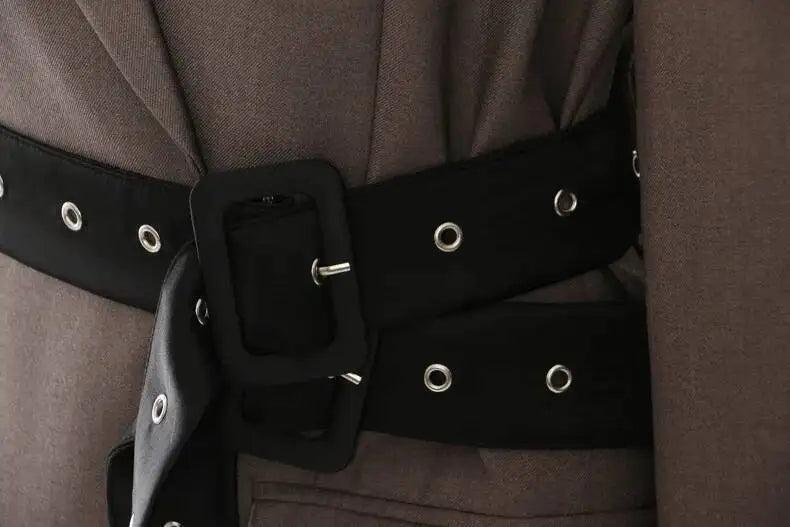 DEAT Fashion Women's Blazer Notched Collar Double Sashes Deconstructive Back Button Loose Suit Jacket Autumn 2025 New 1DH7481