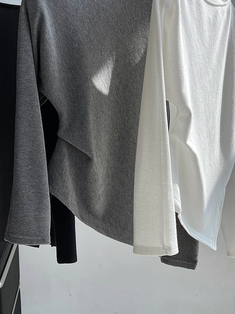 Sweatshirt – Irregular Pleated – Jersey – Black | KIMLUD