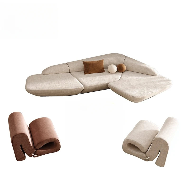 Curved Luxury Sofa For Reception And Living Spaces — Ivory-Cream | KIMLUD