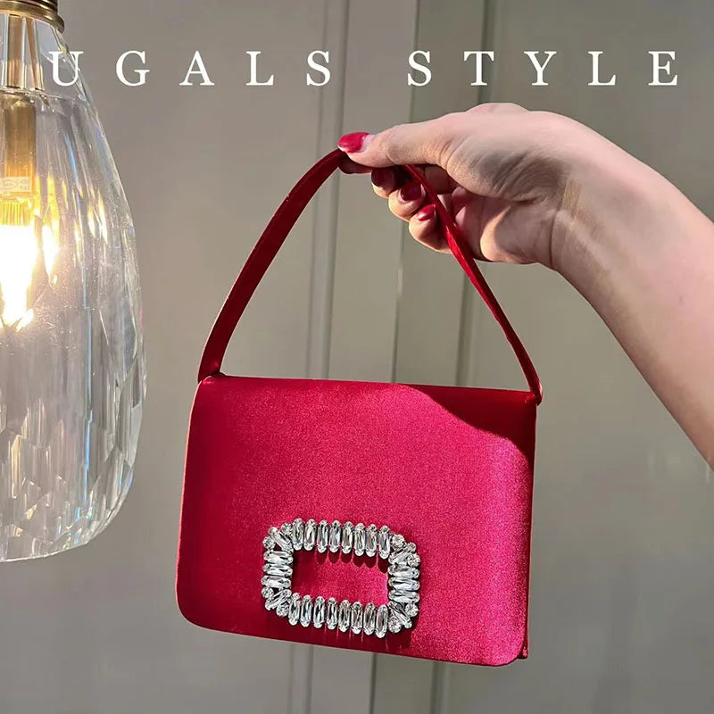 Crystal-Embellished Satin Evening Bag Tassel — Crystal | KIMLUD