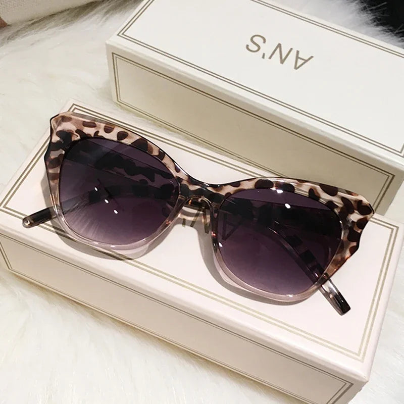 Cat Eye Vintage Leopard Sunglasses — Brown | KIMLUD