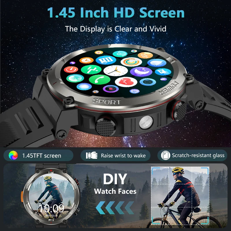 Blackview W50 Pro Waterproof Smart Watch with LED Flashlight 960mAh Battery Life Bluetooth Call Outdoor Watches for Man Woman