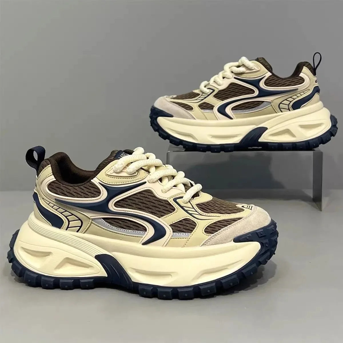 Casual Style Breathable Sporty Men's Shoes Thick Bottom Versatile High-End Lightweight Fashionable Dad Shoes Comfortable Wear