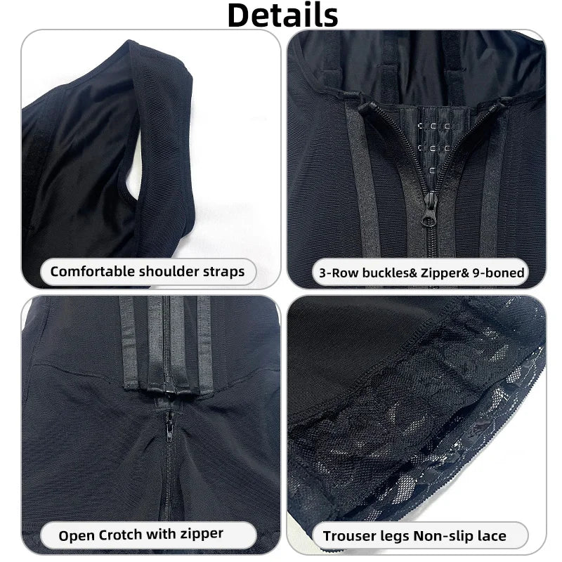 High-Compression Full Body Shaper Bodysuit With Double Tummy Control Open Crotch — Taupe | KIMLUD