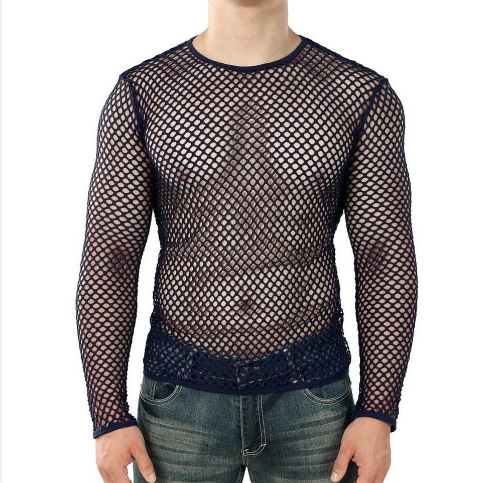 Men's Mesh T Shirt – See-Through Mesh – Polyester | KIMLUD