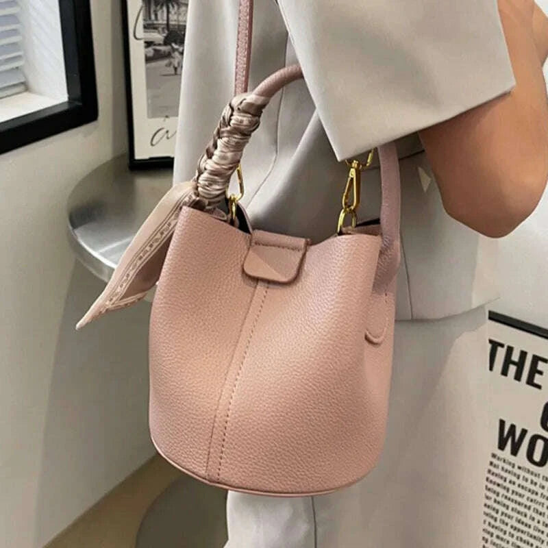 KIMLUD, Fashion Women Crossbody Bags Autumn Winter Shoulder Bags Luxury Brand Design Bucket Bag Ladies PU Leather Portable Hand Bags, KIMLUD Womens Clothes