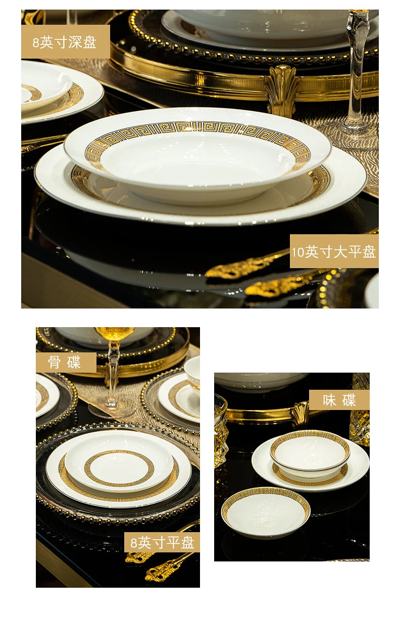 Fine Bone China Dinnerware Sets Gold Trim — White | KIMLUD